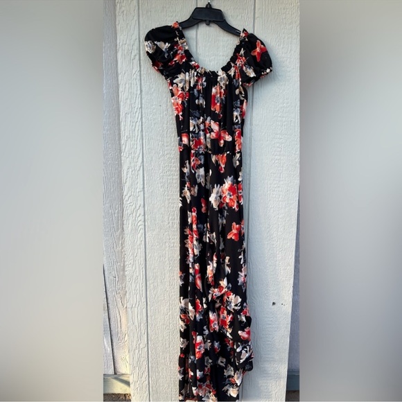 Aqua floral maxi dress milkmaid - Picture 2 of 4